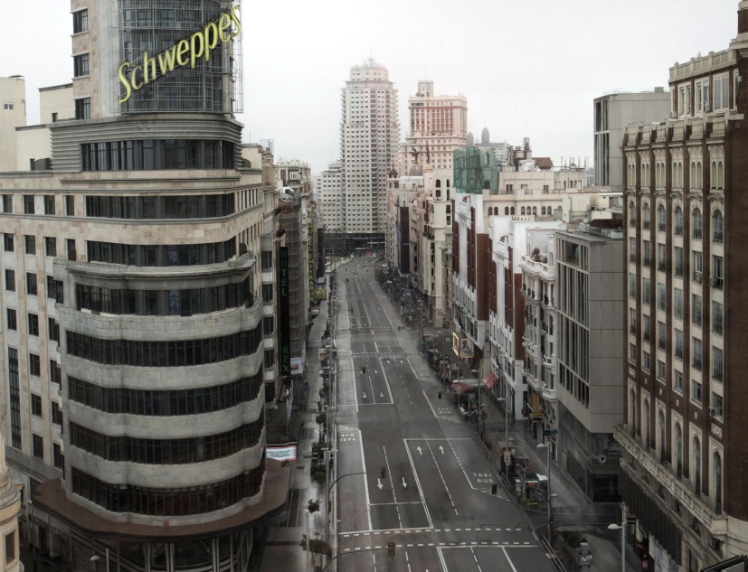Madrid vacío. Gran Vía. Imagen cortesía de Ignacio Pereira