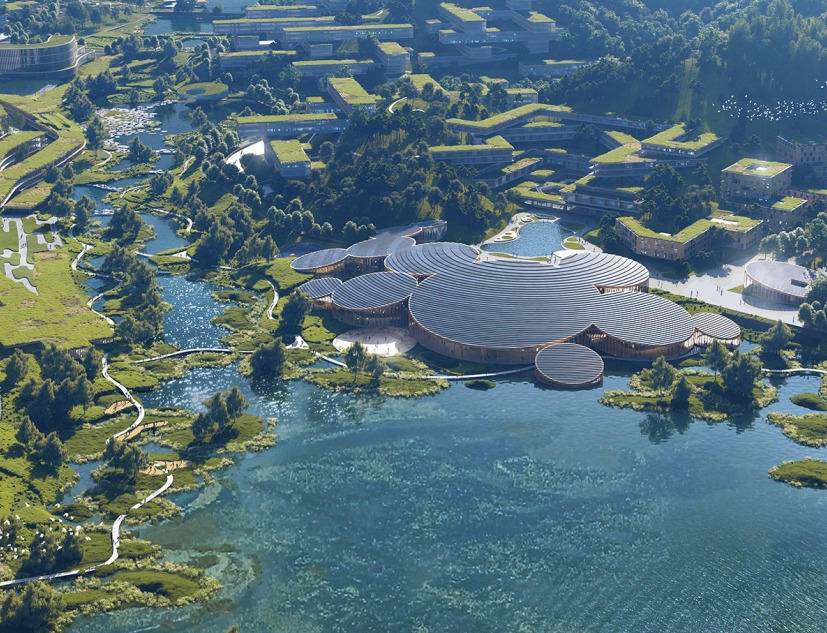 Shenzhen Guangming Scientist Valley by Mecanoo, Meng Architects and LOLA Landscape Architects. Rendering by Silkroad