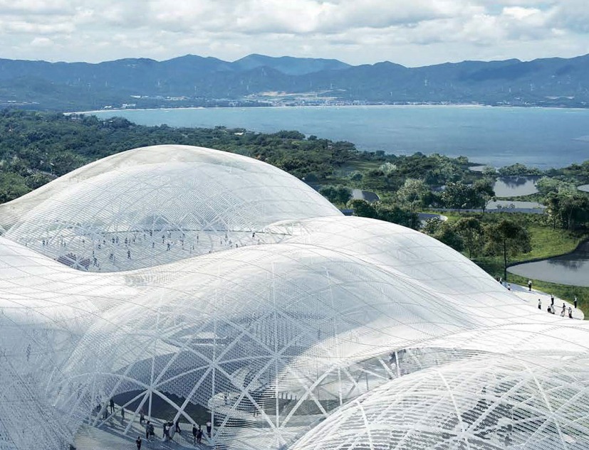 Visualización de la entrada ganadora de SANAA "Clouds on the Sea" para el nuevo Museo Marítimo de Shenzhen. Imagen por SD-Agencies