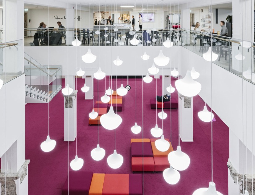 Interior renovation of Aalto University Library - Harald Herlin Learning Centre, by JKMM.  Photograph © Tuomas Uusheimon