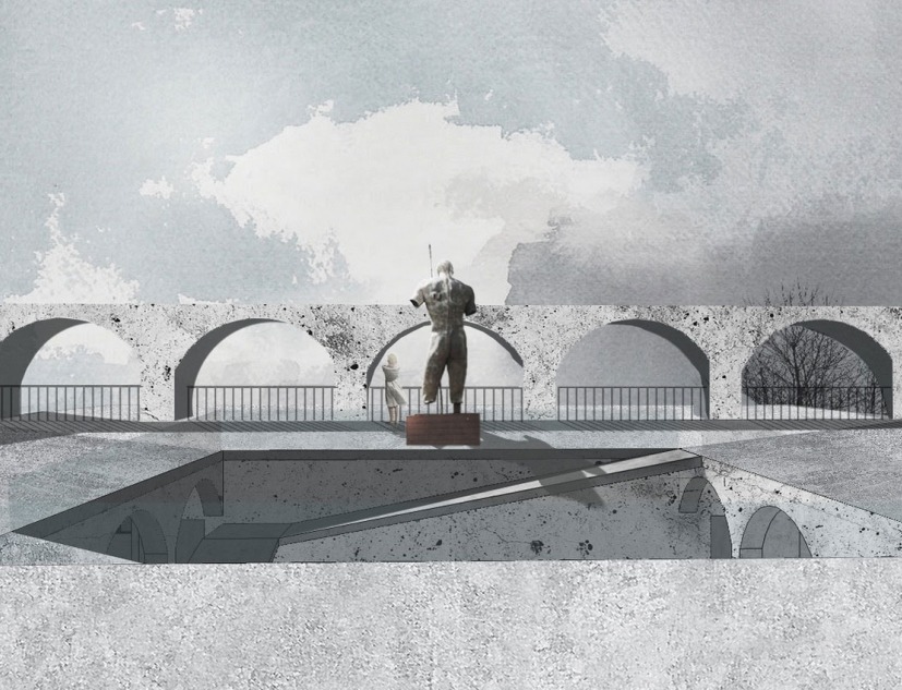 Perspective visualization 01 external. Herculaneum Restoration School by studio 8 ½