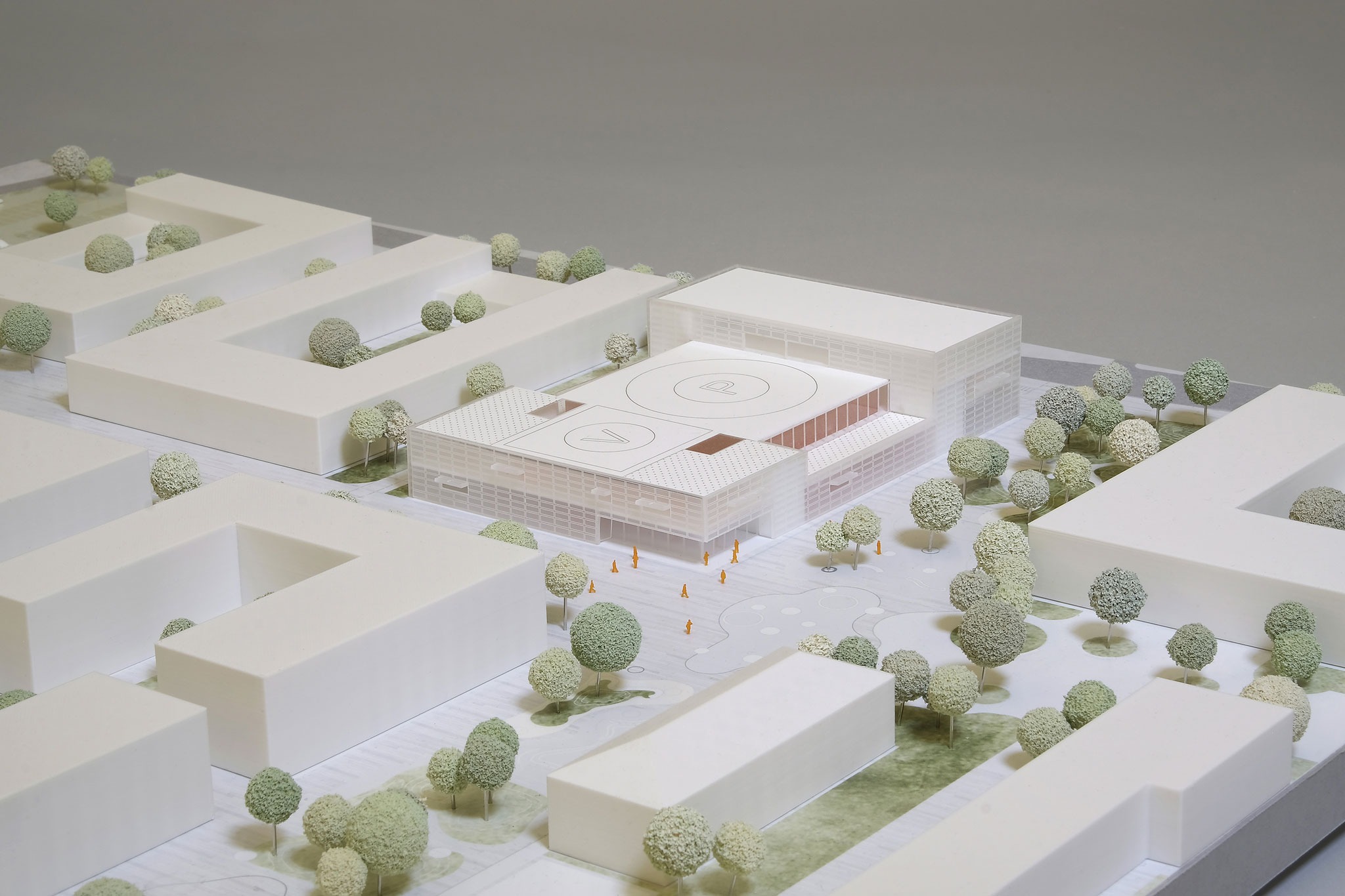 Model, original scale 1:500. Center for Robotics CERI by HENN. Rendering by HENN.