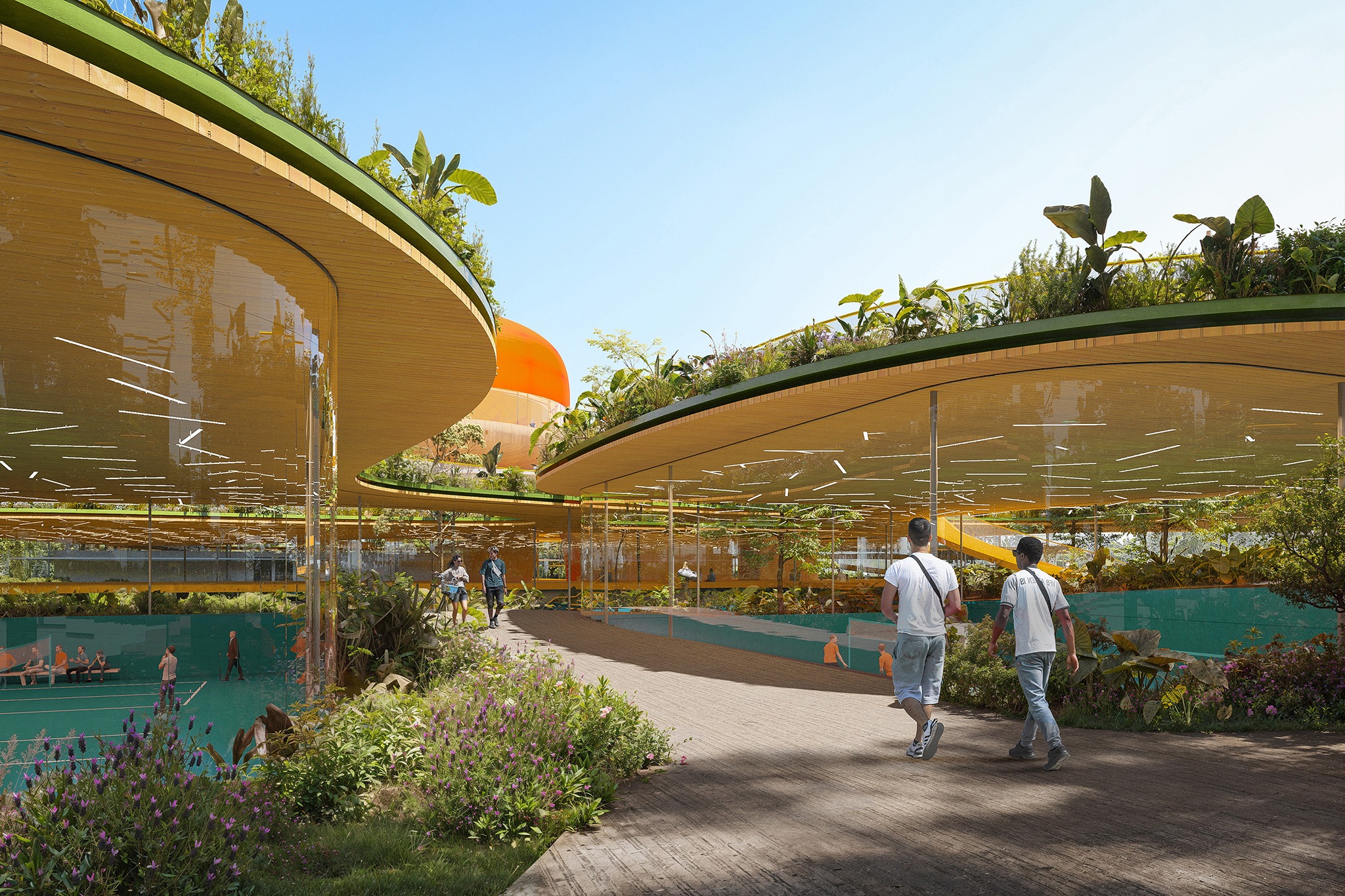 Polideportivo para el distrito de Songjiang en Shanghái por SelgasCano. Visualización por Playtime.