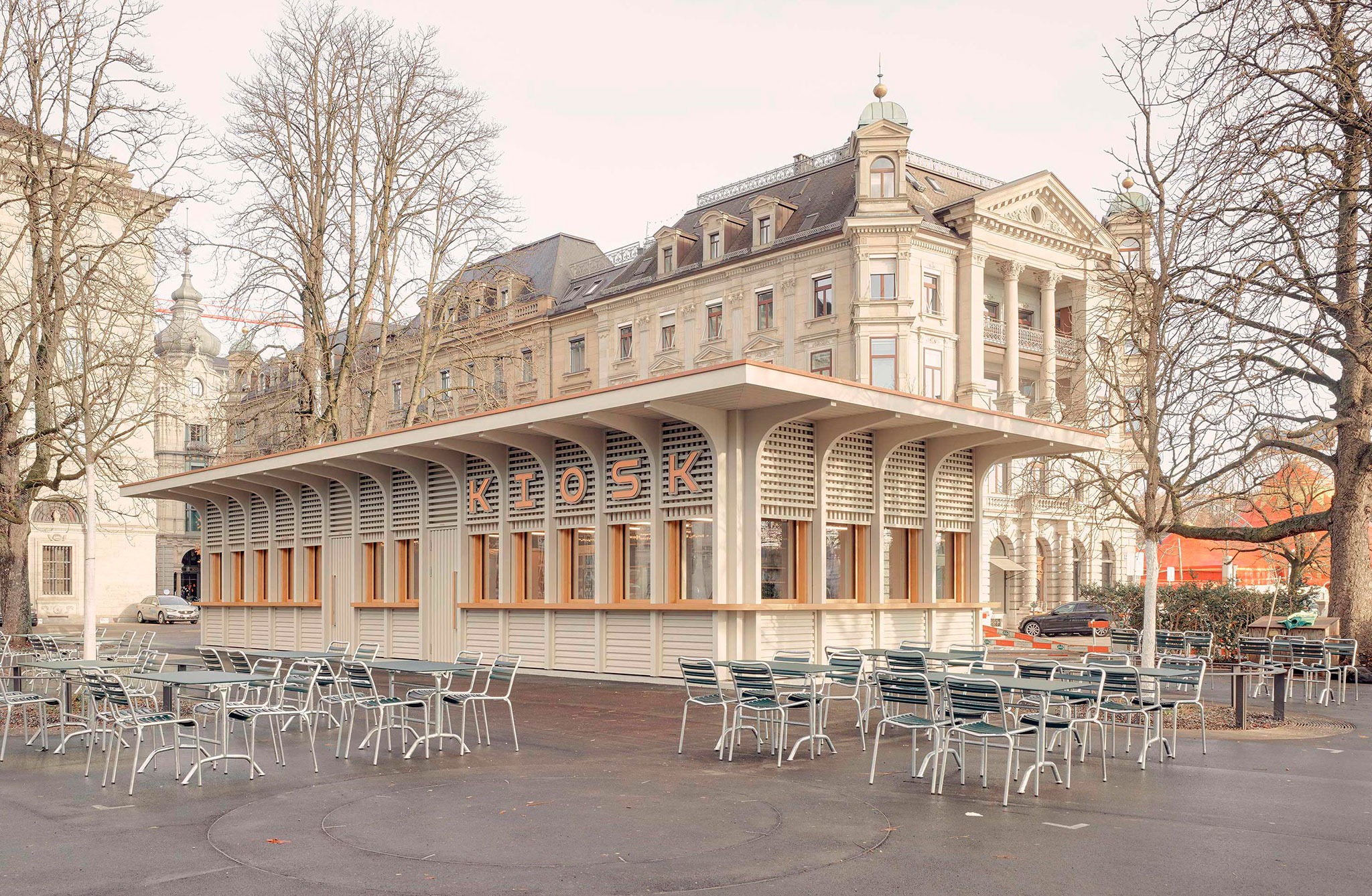 Quiosco en Bürkliplatz por Schmid Ziörjen Architects. Fotografía por Lukas Murer.  