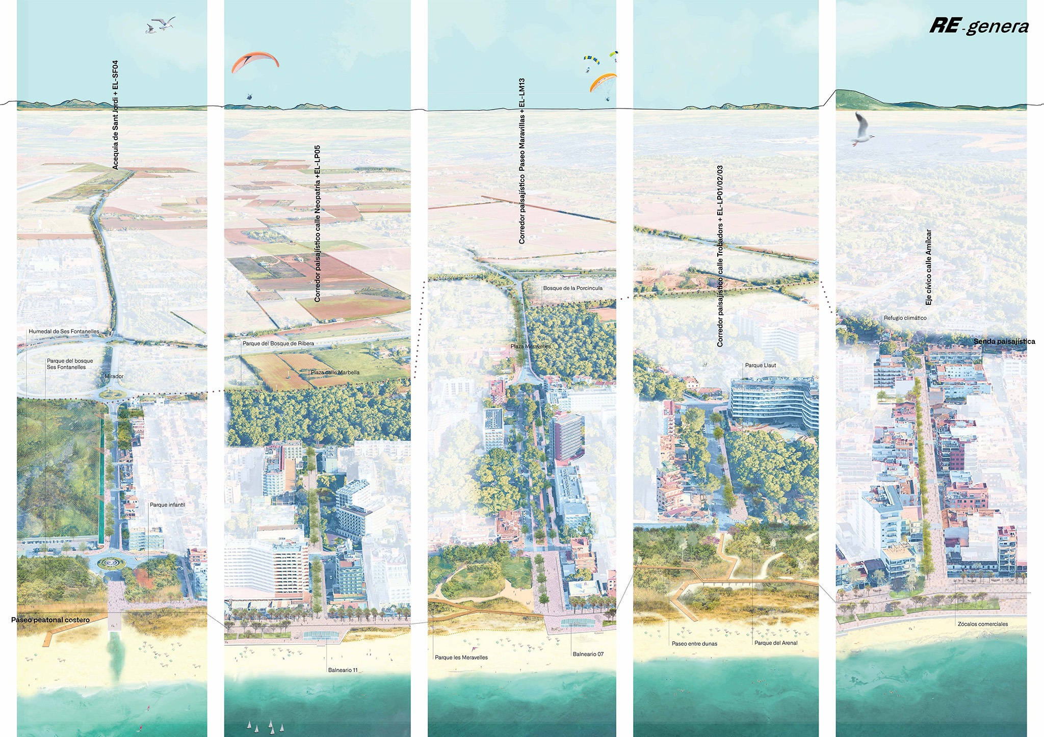 Vista. Plan Estratégico de Regeneración de Playa de Palma por LANDLAB + Fiol Aquitectes.