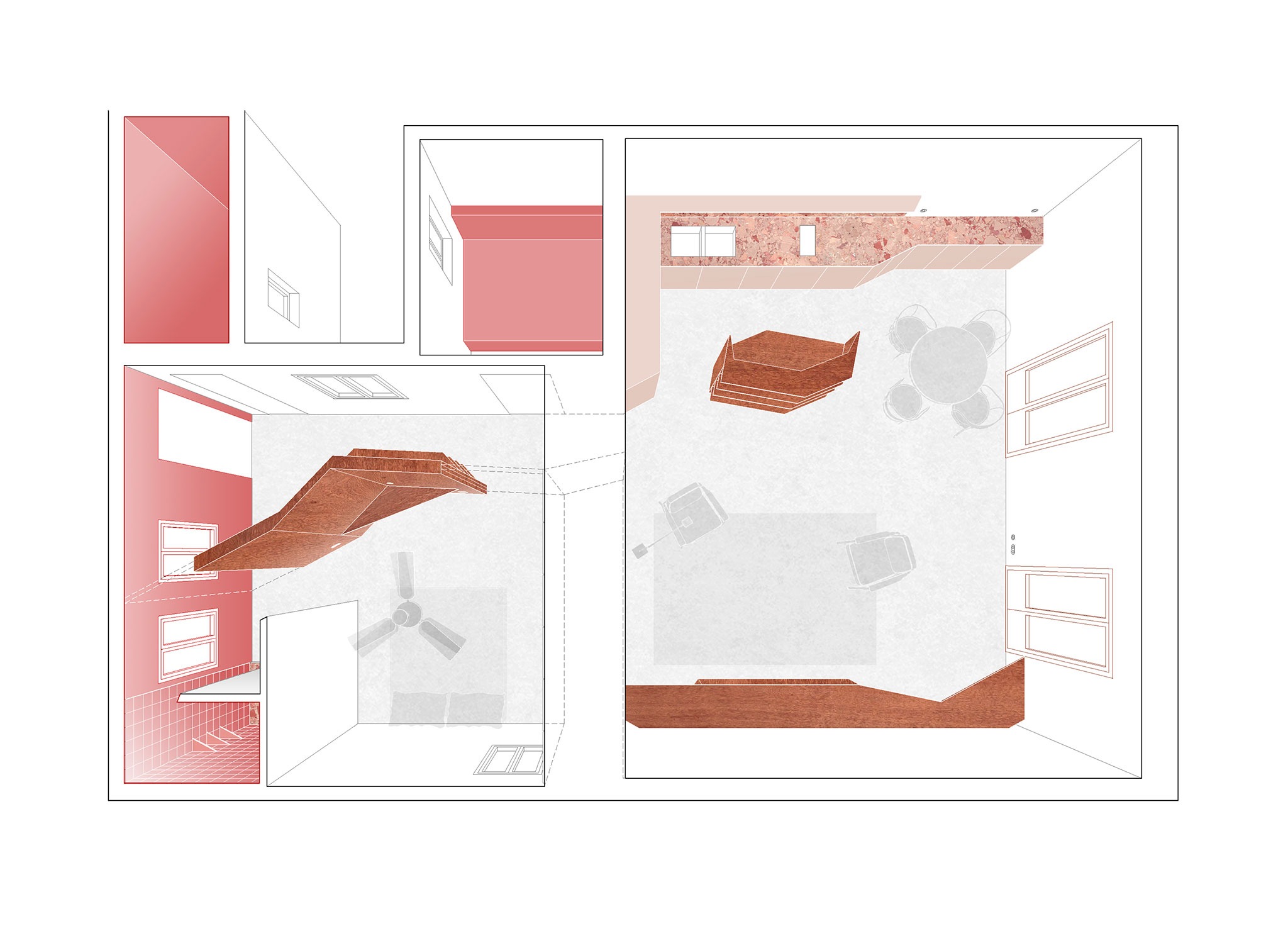 Plano de planta. Reforma de vivienda por h3o architects.