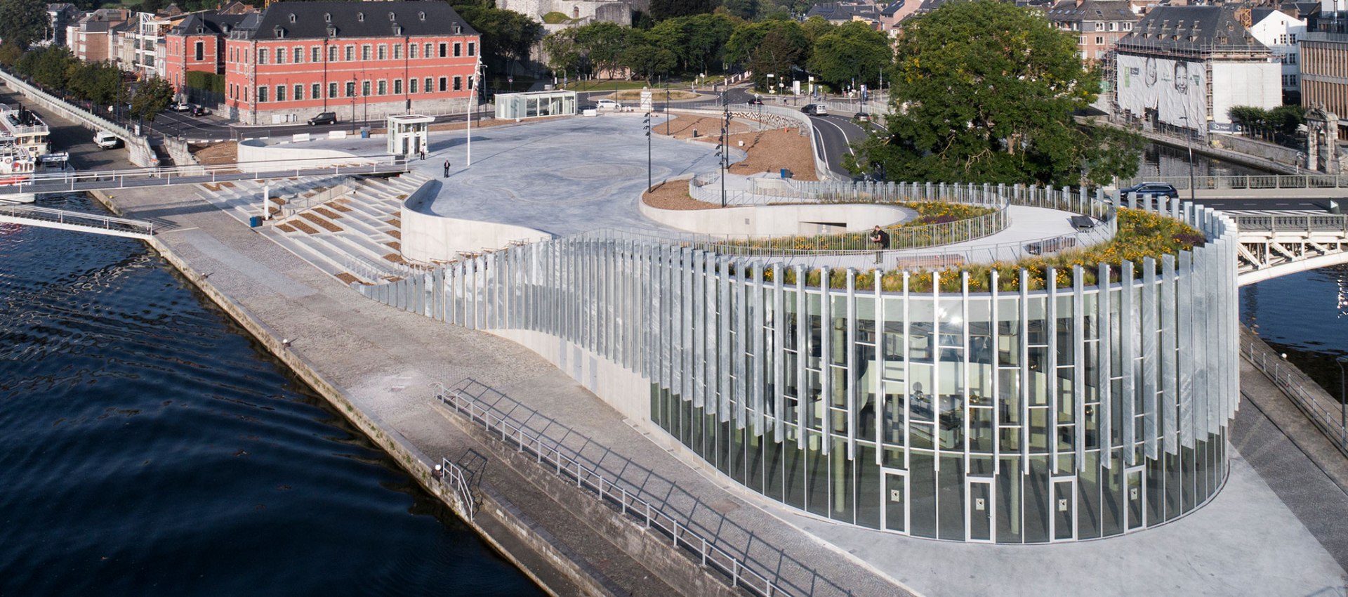 Landscape and building blends into one. Grognon exhibition space