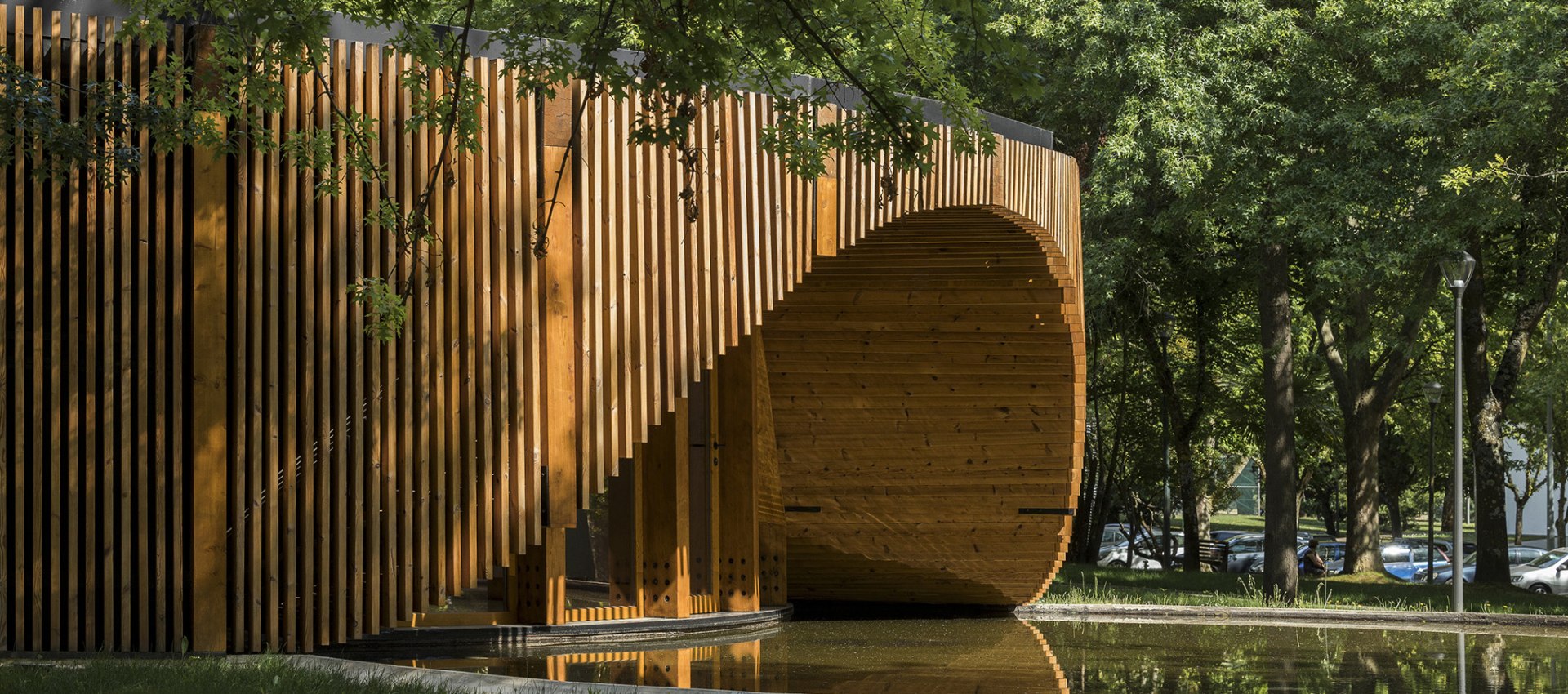 Vertical Wood Slats Cover This New Tourist Info Center In Portugal