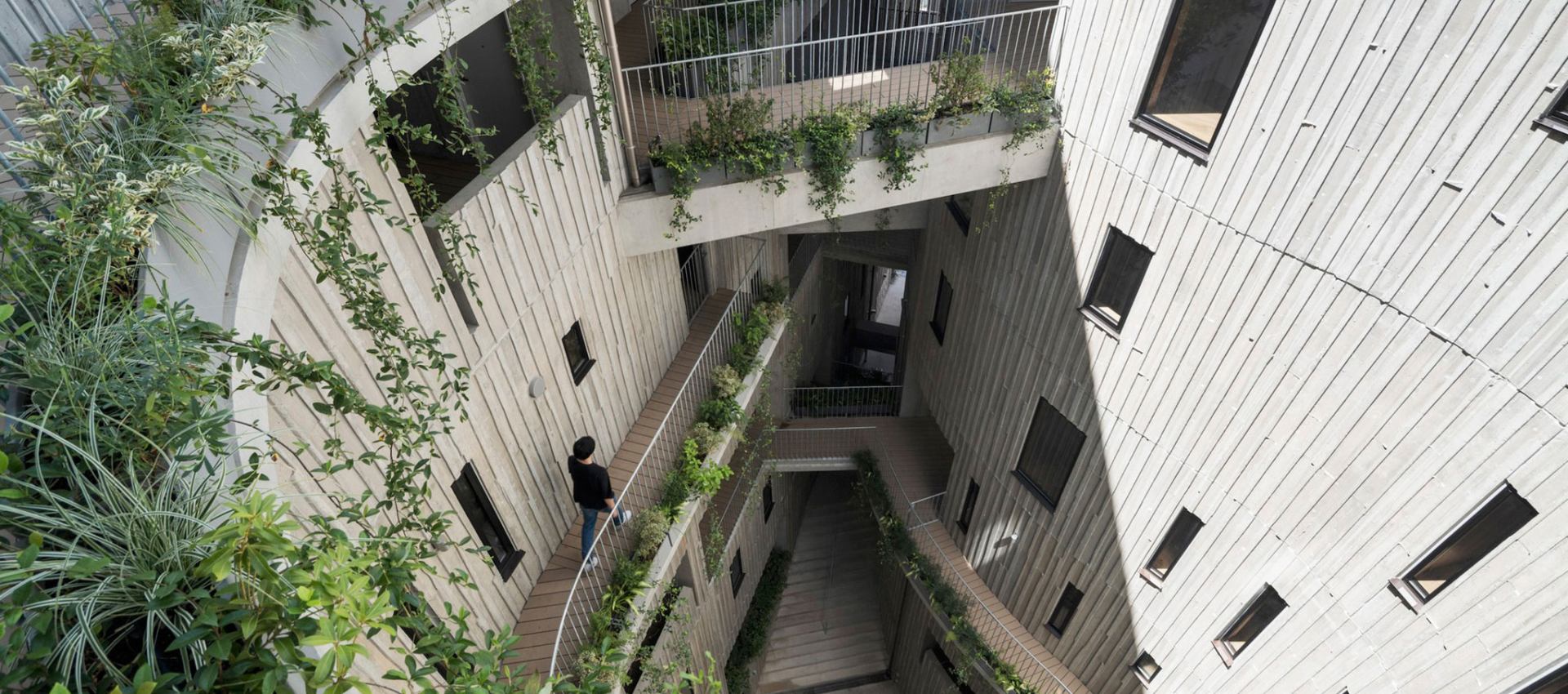 Organic shapes generated by lights and shadows. Tenjincho Place