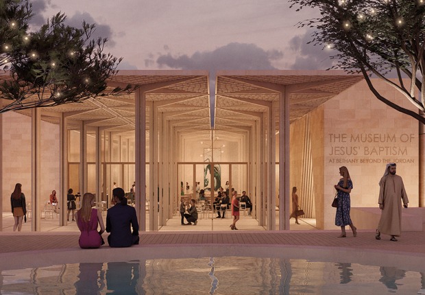 Baptism of Jesus Museum by Niall McLaughlin Architects. Rendering courtesy of Niall McLaughlin Architects