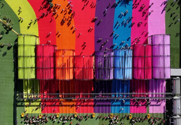 Macondo Park for Shakira’s Madrid Residency by BIG. Photograph by Adrià Goulà