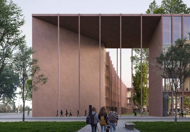 Castellón de la Plan School of Music and Dance by Baas + Vaillo Irigaray. Rendering by Playtime