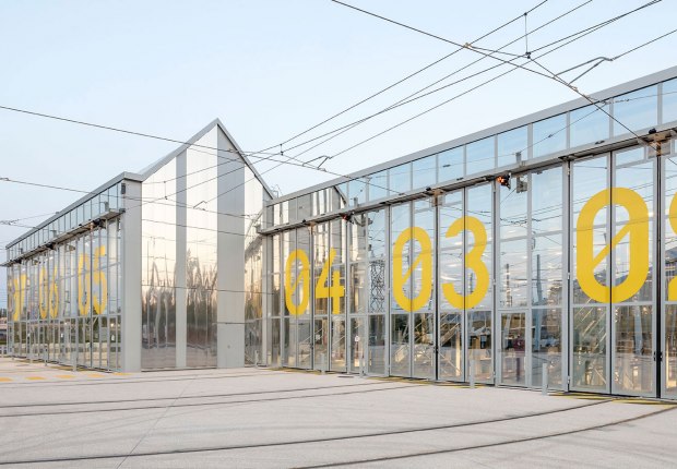 T9 tramway maintenance and storage center by Ferrier Marchetti Studio. Photograph by Luc Boegly