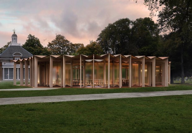 Exterior view. Serpentine Pavilion 2023 designed by Lina Ghotmeh. Rendering by Lina Ghotmeh. Image courtesy by Serpentine