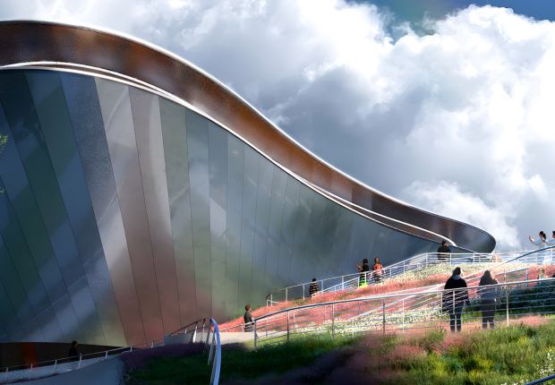 Centro deportivo Cloud 9 por Ma Yansong/MAD Architects. Visualización por Ma Yansong/MAD Architects