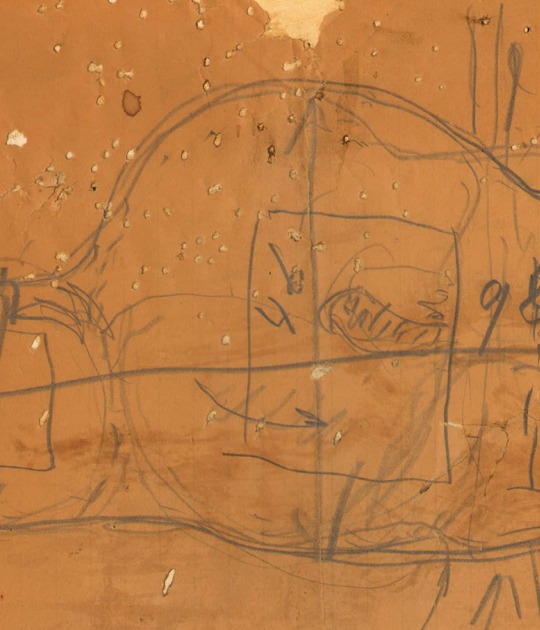 Friedrich Kiesler, Endless House for Mary Sisler [shattered sketch sheet], New York and Florida, 1961, 21.5 x 33.4 cm, pencil on paper, mounted on cardboard. Courtesy by the Austrian Frederick and Lillian Kiesler Private Foundation, Vienna