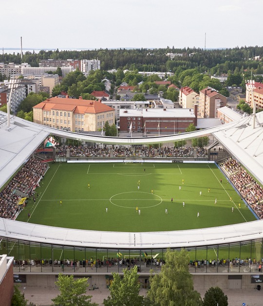 Estadio Tammela por JKMM Architects. Fotografía por Tuomas Uusheimo