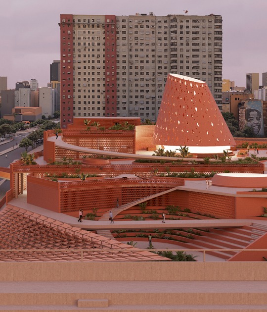 Biblioteca dos Saberes by Kéré Architecture. Rendering by Kéré Architecture 