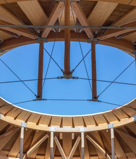 Muscowpetung Powwow Arbour by Oxbow Architecture and Richard Kroeker. Photograph by Lindsay Reid