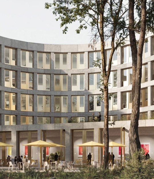 Extension of the Federal Ministry of Defence’s Berlin offices by Sauerbruch Hutton. Rendering by Philipp Obkircher