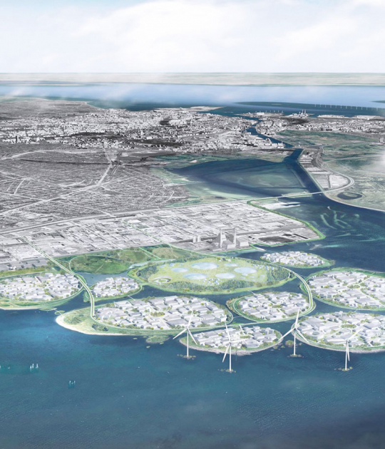 Denmark plans 'European Silicon Valley' on 9 artificial islands. Image by Urban Power for Hvidovre municipality