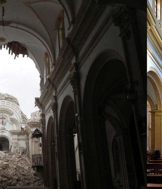 Reconstrucción de la Iglesia de Santiago, Lorca, Murcia, por Juan de Dios de la Hoz. Imagen cortesía de Premio Rafael Manzano