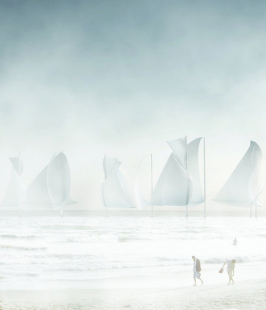 LAGI 2016 First Prize. Regatta H2O: Familiar Form, Chameleon Infrastructure. Proposal by Christopher Sjoberg, Ryo Saito 