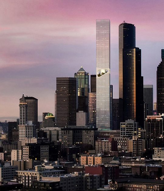 Torre Seattle por ODA. Visualización por Labtop Rendering