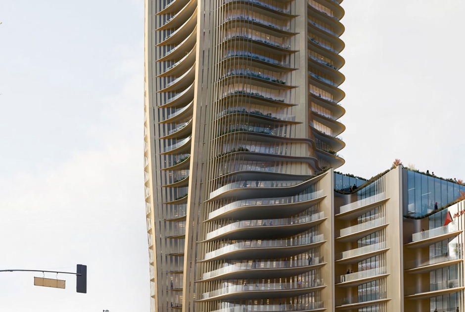 Alta Tower by Zaha Hadid Architects (ZHA) and Bureau Cube Partners (BCP). Rendering by Atchain