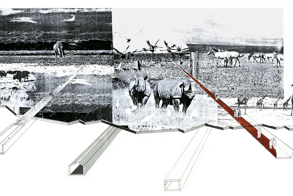 Croquis del concurso restringido para el rediseño de los jardines zoológicos de Vincennes (Paris), 1993. Cortesía de Mateo Arquitectura