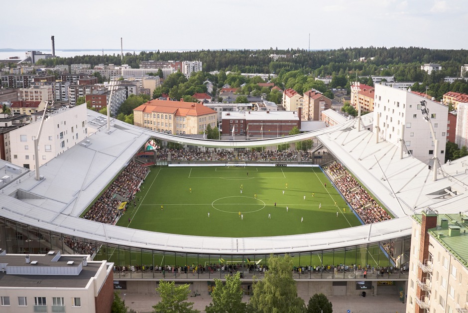 Estadio Tammela por JKMM Architects. Fotografía por Tuomas Uusheimo