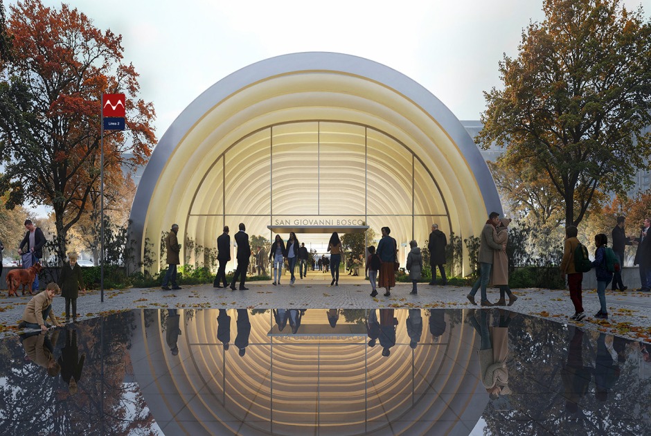 San Giovanni Bosco Station, Turin Metro Line 2, by UNS. Rendering by HISM. Imagen courtesy of Extraordinary Commissioner Chiaia