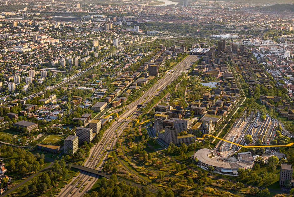 Rákosrendező Masterplan by Coldefy + CITYFÖRSTER + sporaarchitects + TREIBHAUS.LAND + Marko&Placemakers. Rendering by Zoa