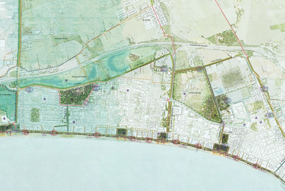 Plano de estrategia. Plan Estratégico de Regeneración de Playa de Palma por LANDLAB + Fiol Aquitectes.