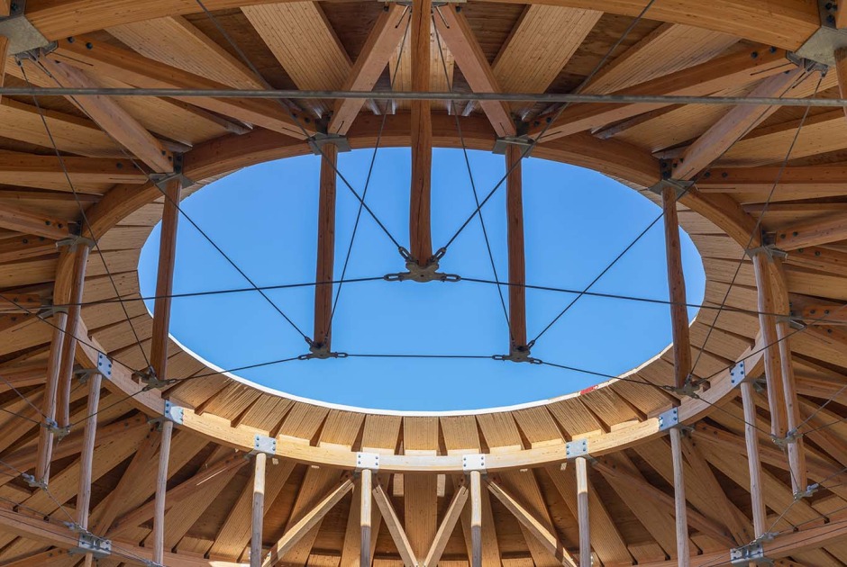 Muscowpetung Powwow Arbour by Oxbow Architecture and Richard Kroeker. Photograph by Lindsay Reid