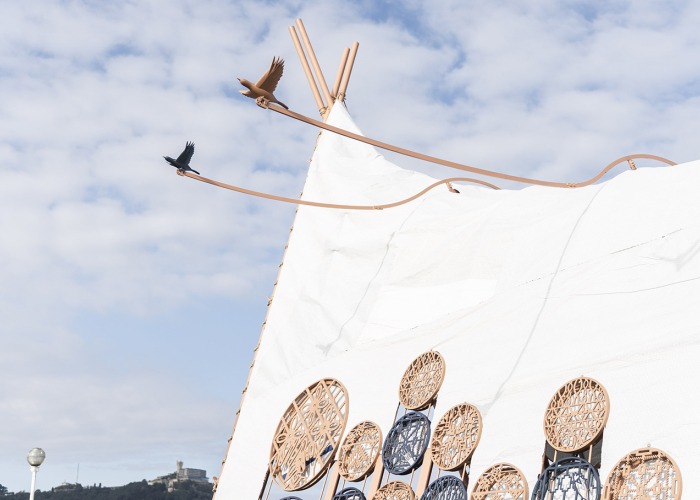 Lightness and denunciation: embroidery as a feminine utopia by Izaskun Chinchilla Architects. Photograph by Mikel Blasco. Image courtesy by Mugak/2025