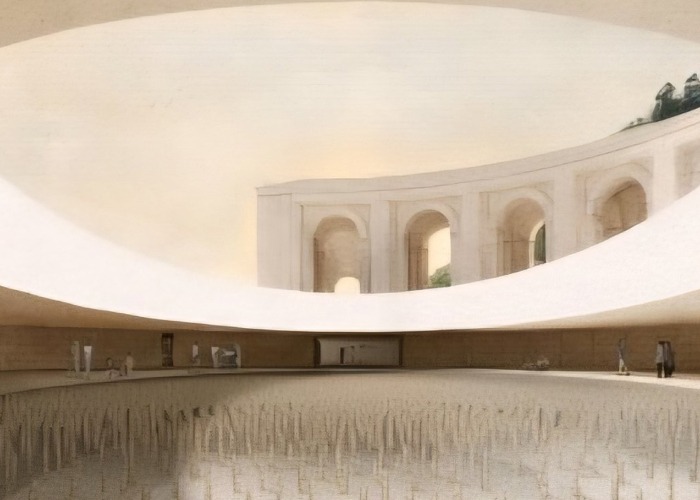 Rendering. «La base y la cruz» by PEREDA PÉREZ ARQUITECTOS S.C.P Y LIGNUM S.L.