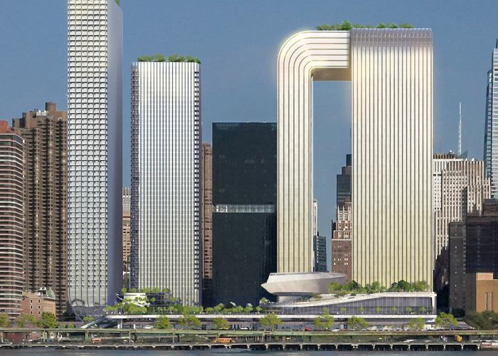BIG presenta Freedom Plaza, un complejo de torres en voladizo junto a la sede de Naciones Unidas
