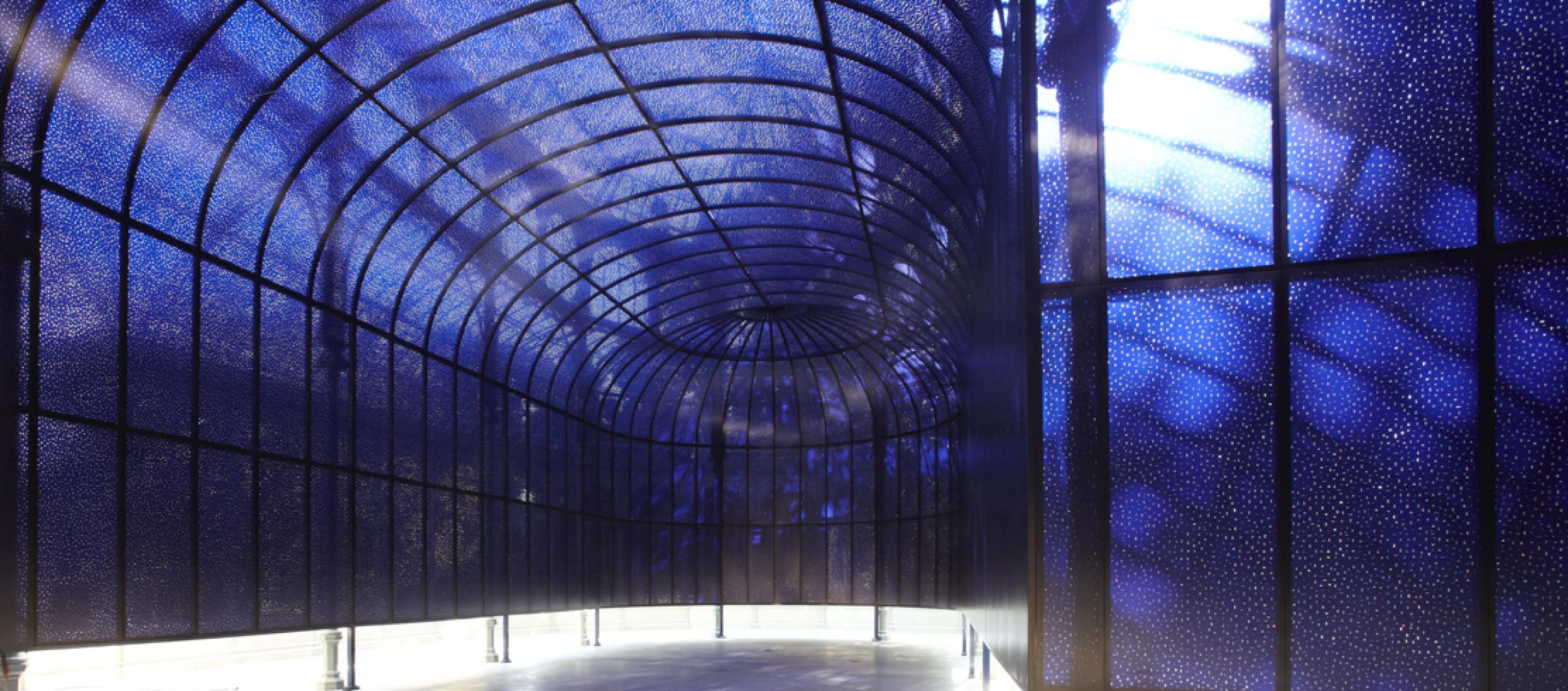Interior+floor installation, "Written in the celestial bodies" by Soledad Sevilla for the Crystal Palace, 2011. Photo: Joaquín Cortés / Roman Lords. MNCARS.