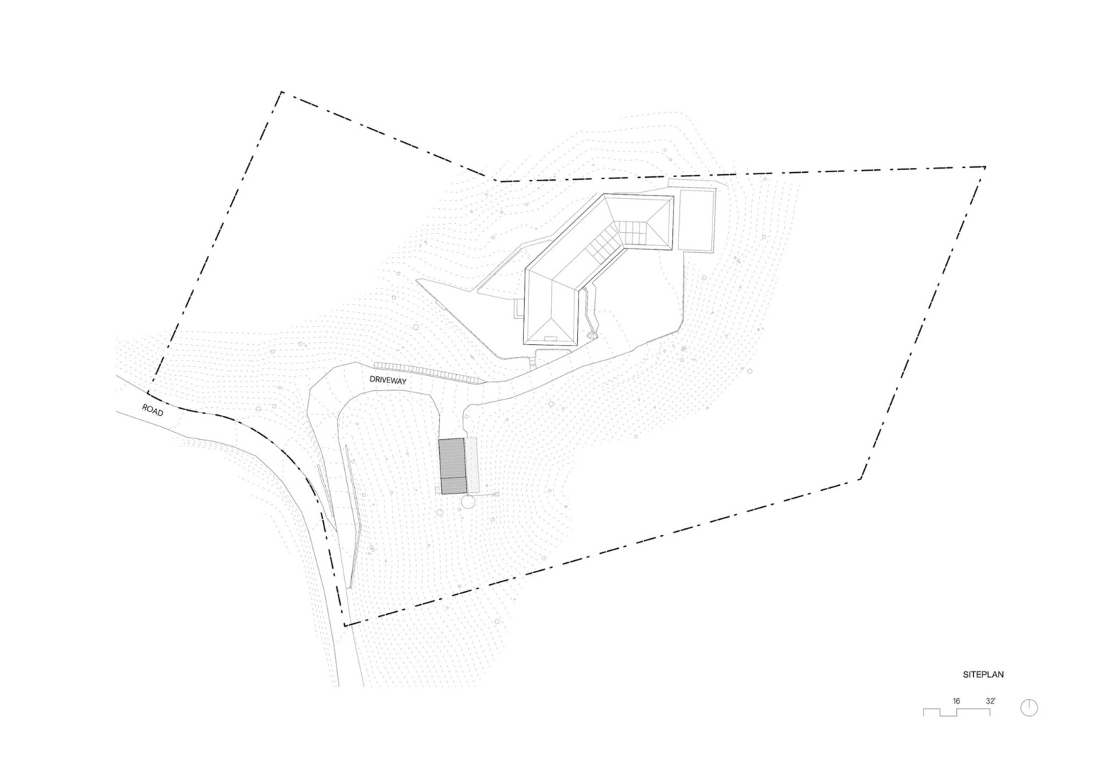 Site plan. Crest Guesthouse by Mork-Ulnes Architects. 