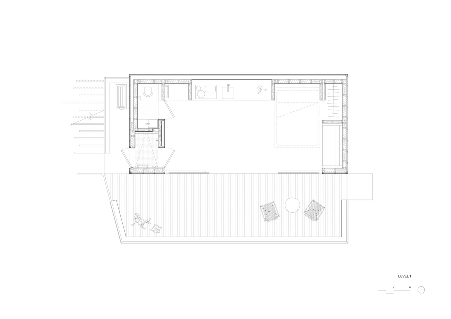 Ground floor plan. Crest Guesthouse by Mork-Ulnes Architects. 
