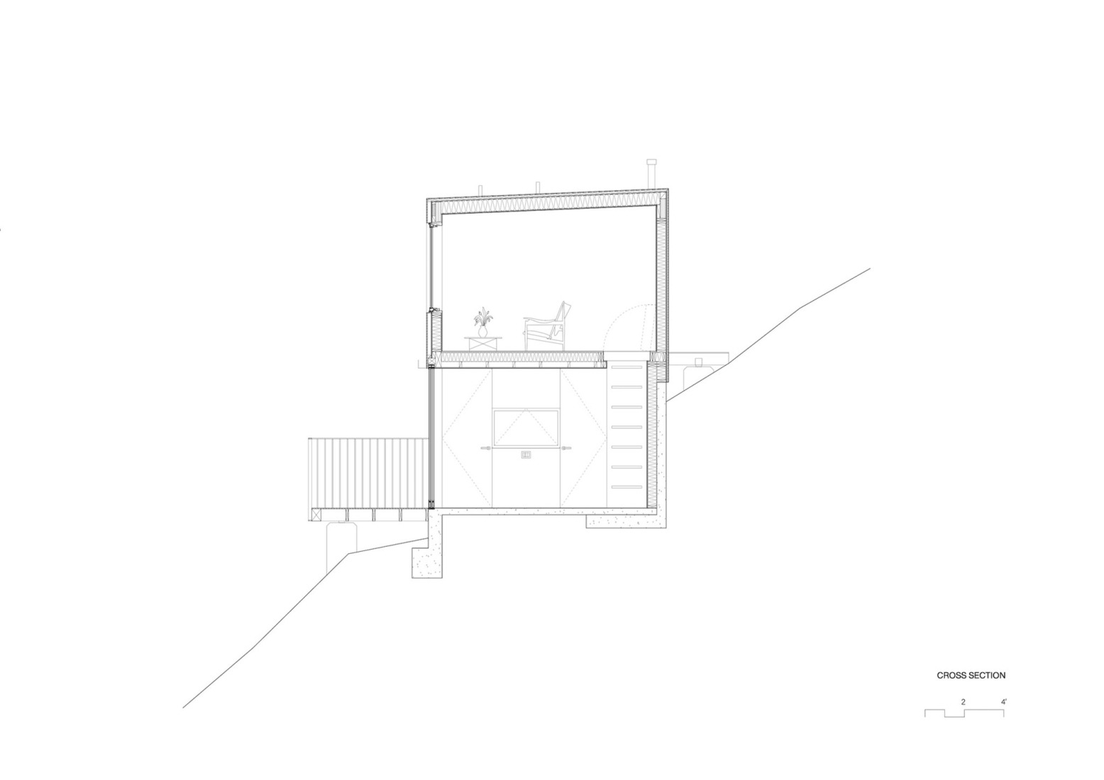 Cross section. Crest Guesthouse by Mork-Ulnes Architects. 