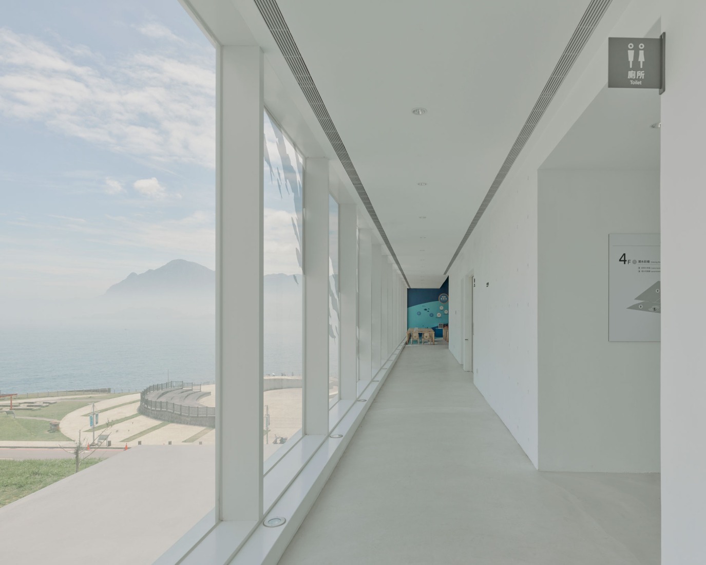 Renovated fourth floor corridor of the South building. i Ocean Museum by B+P Architects. Photograph by Studio Millspace.