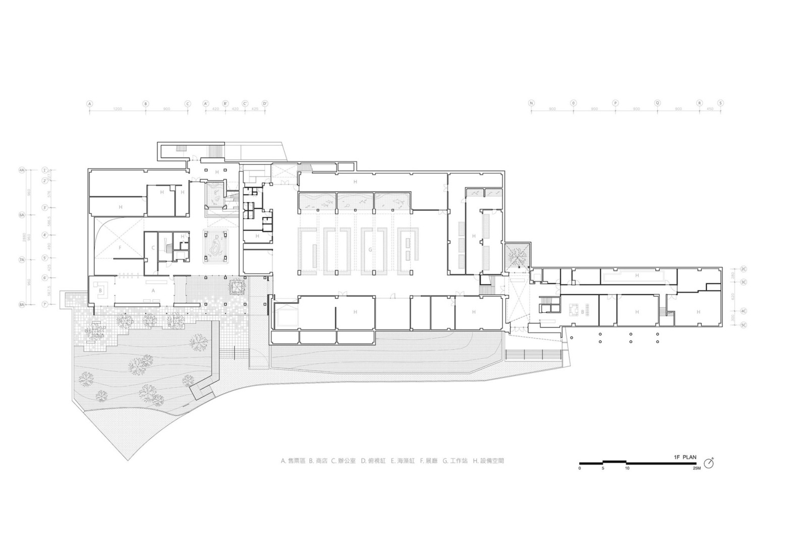 First floor plan. i Ocean Museum by B+P Architects. 