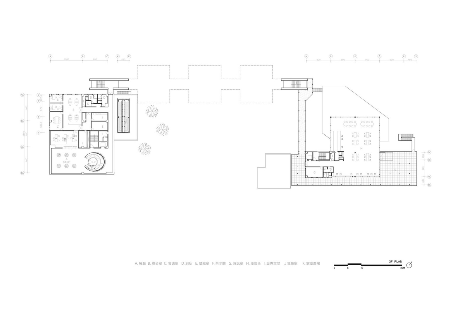 Third floor plan. i Ocean Museum by B+P Architects. 