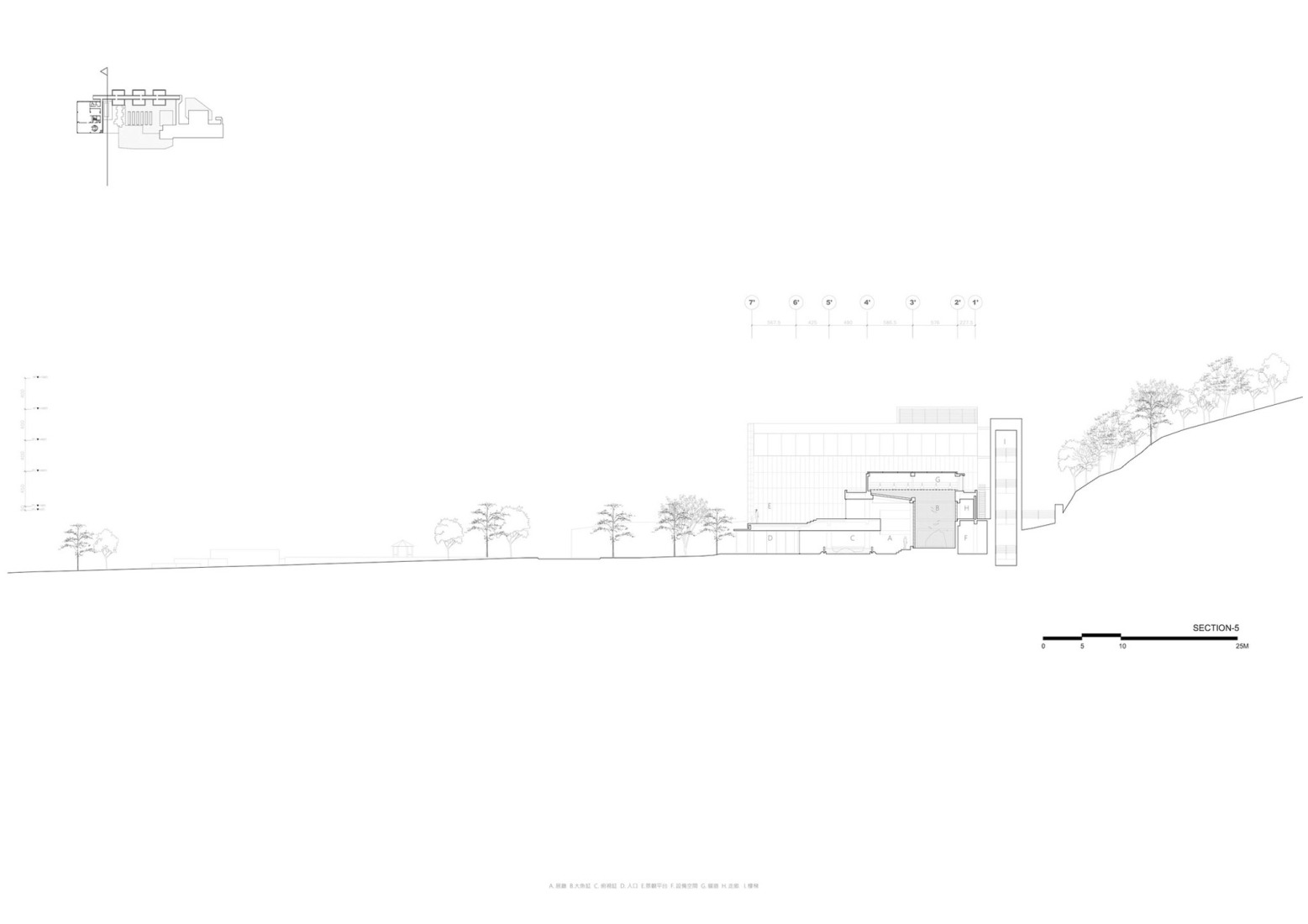 Cross section of surrounding environment. i Ocean Museum by B+P Architects. 