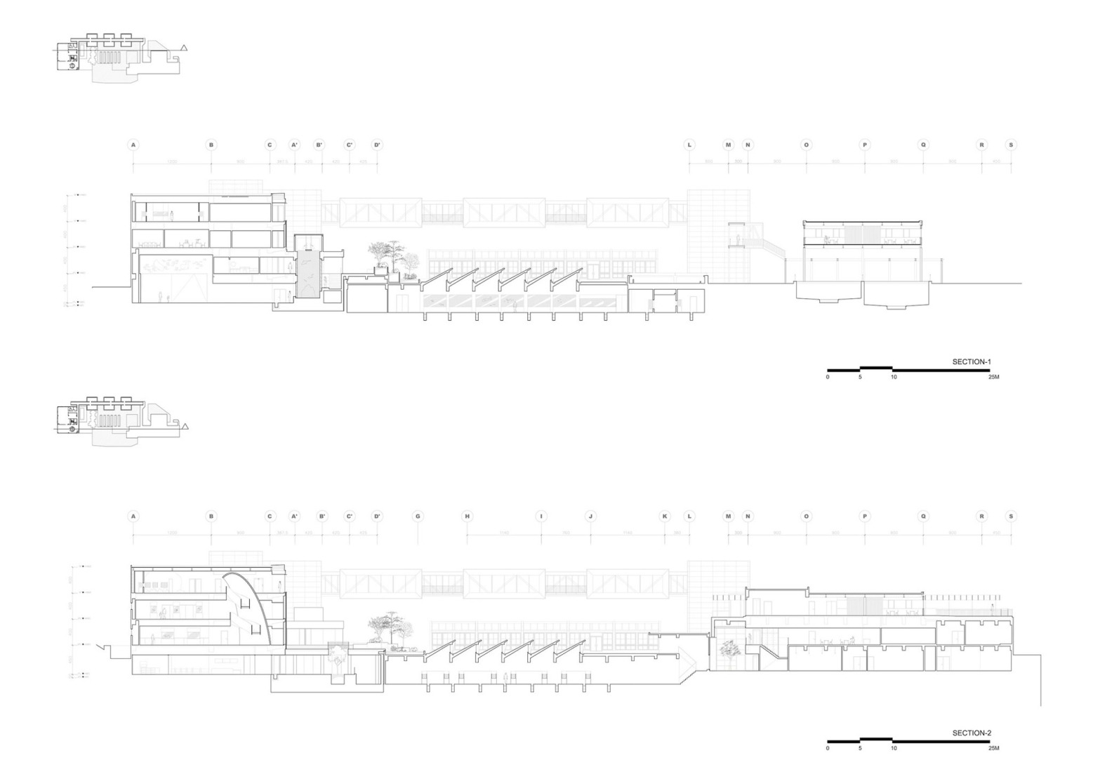 Longitudinal section. i Ocean Museum by B+P Architects. 