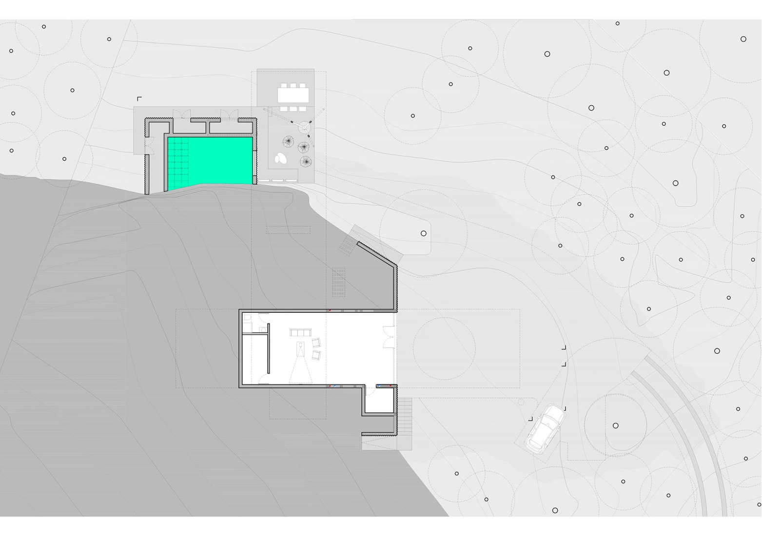 Basement floor plan. Pier House by Ignacio Borrego.