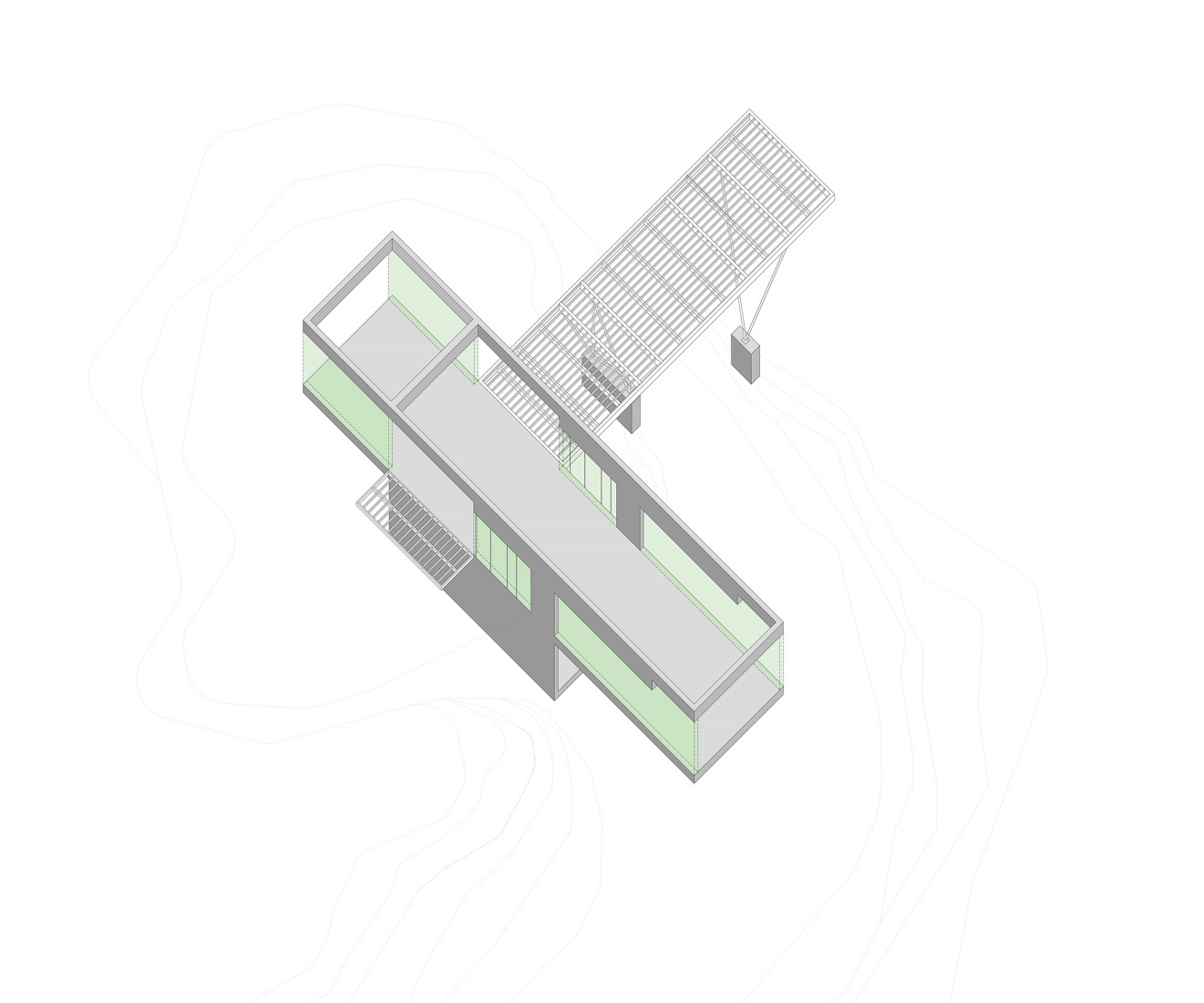 Axonometry. Pier House by Ignacio Borrego.