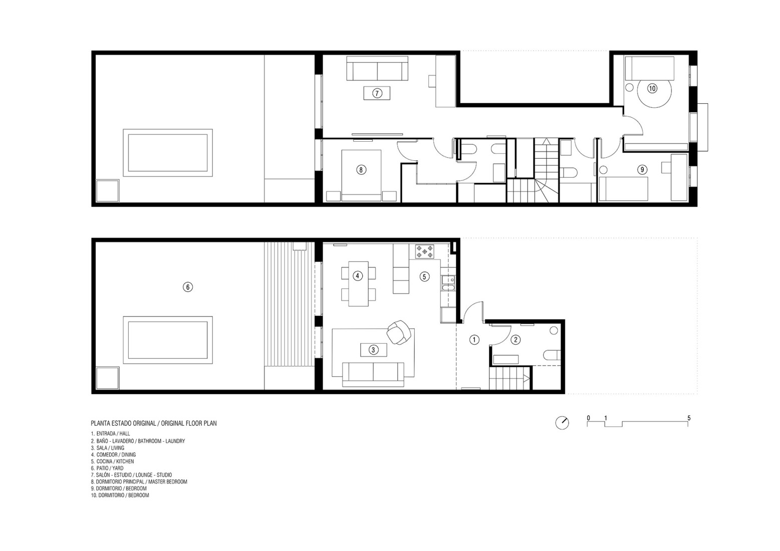 Plano de planta estado previo. «GREEN HOUSE» por Anna & Eugeni Bach / Bach arquitectes.
